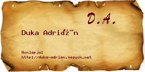 Duka Adrián névjegykártya